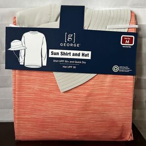 George Men’s Orange Long Sleeve T-Shirt with Matching Off White Sun Hat